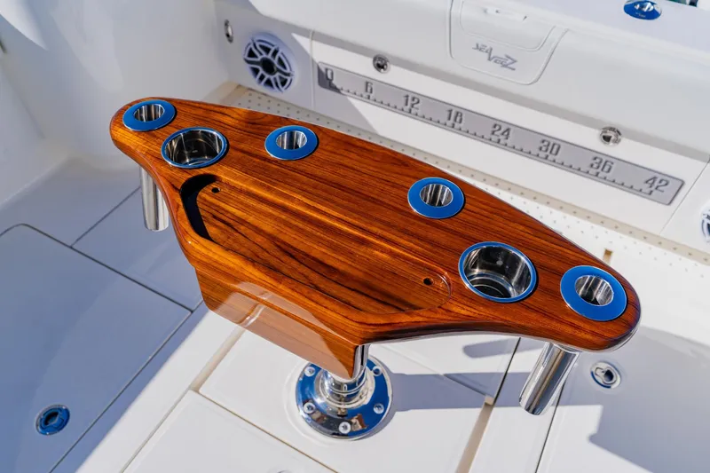 Slide: The Image of Open storage compartment on 2025 SeaVee 370Z boat, showcasing interior space. - 31