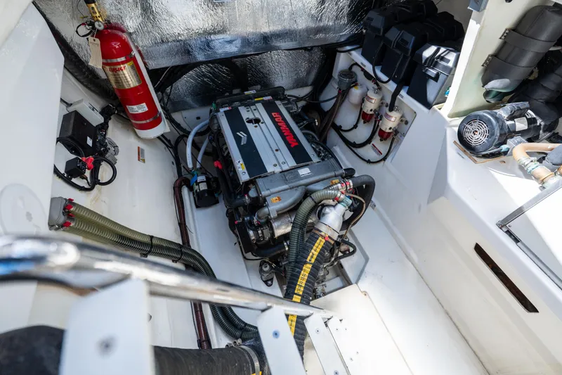 Slide: The Image of Engine room of 2021 Leopard 53 Powercat with Yanmar engine and fire extinguisher. - 15