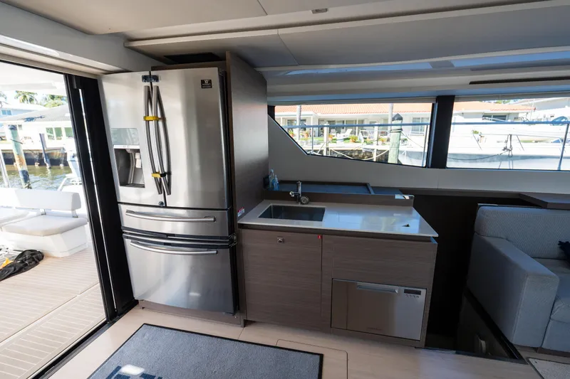 Slide: The Image of Modern kitchen interior of 2021 Leopard 53 Powercat yacht with stainless steel appliances. - 22