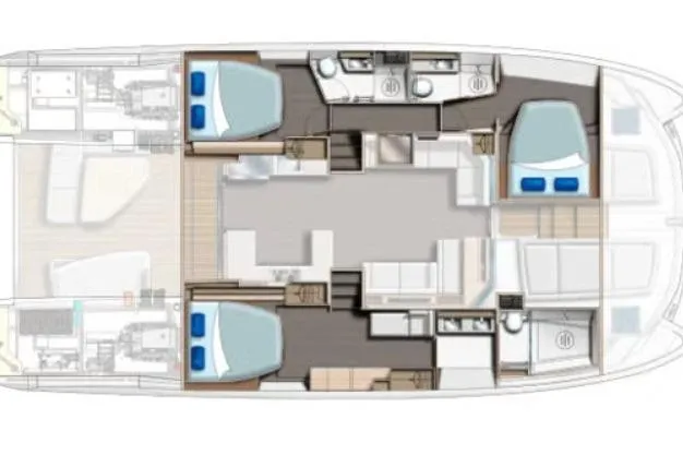 Slide: The Image of 2021 Leopard 53 Powercat interior layout with bedrooms, bathrooms, and living areas. - 59