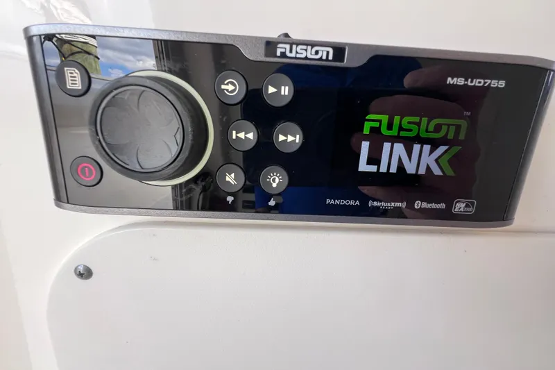 Slide: The Image of Fusion MS-UD755 stereo system on 2021 Boston Whaler 330 Outrage boat. - 80