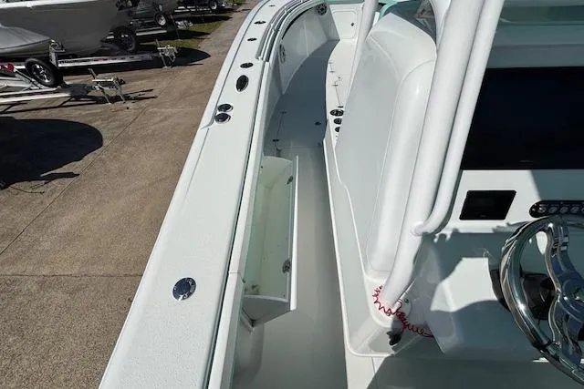 Slide: The Image of 2024 Yellowfin 36 Offshore boat interior with sleek design and modern features. - 16