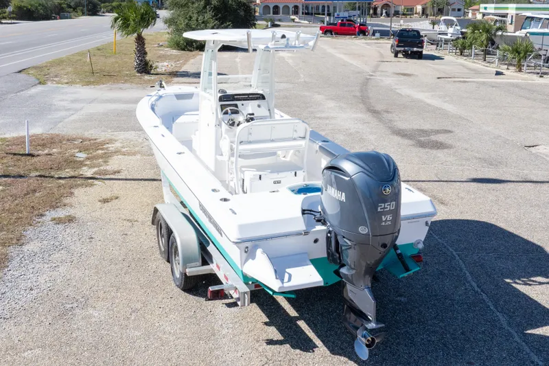 Slide: The Image of 2016 Everglades 243 Center Console boat with Yamaha 250 V6 engine on trailer. - 27