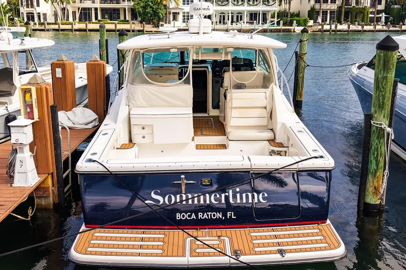 Slide: The Image of 2005 Tiara Yachts 3800 Open docked in Boca Raton, Florida marina. - 10