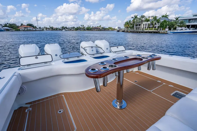 Slide: The Image of Luxury interior of 2019 Freeman 42LR boat with waterfront view. - 33