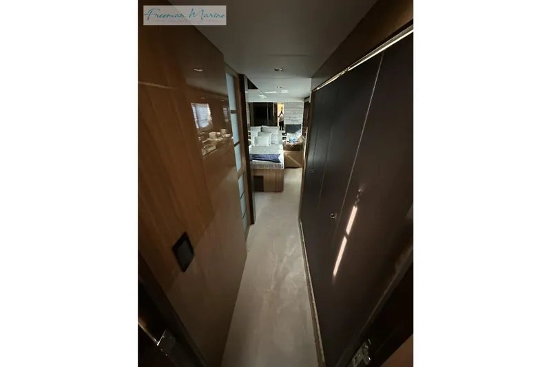 Slide: The Image of Luxurious interior hallway of 2022 Cruisers Yachts 60 Cantius, featuring modern design elements. - 44