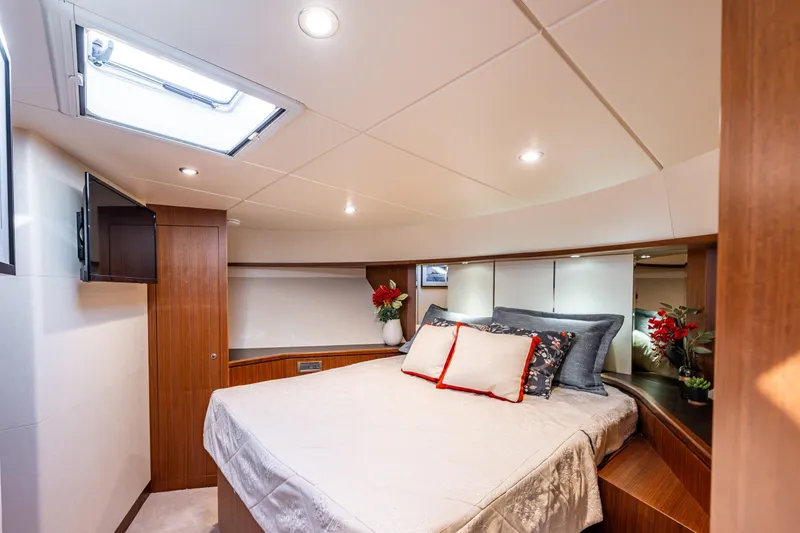 Slide: The Image of Luxurious bedroom interior of 2017 Ocean Alexander 72 Pilothouse yacht with elegant decor. - 47