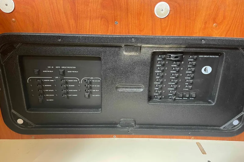 Slide: The Image of Fischer Panda generator display on 2010 Hunter 45 Center Cockpit yacht, showing operational data. - 30