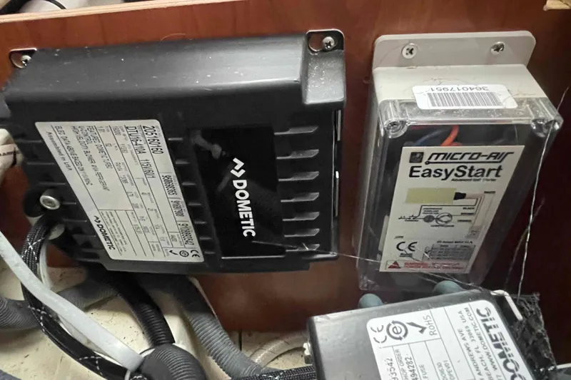 Slide: The Image of Luxurious interior of 2010 Hunter 45 Center Cockpit with cream leather seating. - 35