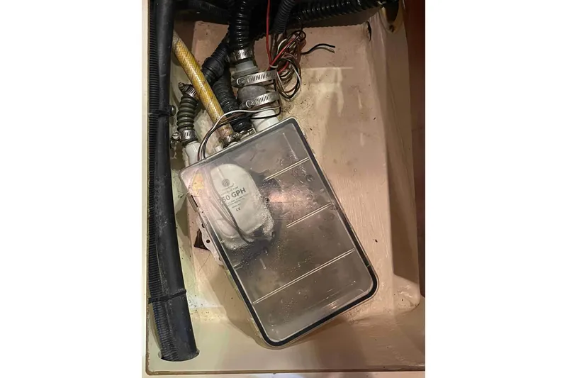 Slide: The Image of Garmin GPS display on 2010 Hunter 45 Center Cockpit sailboat, showing navigation map. - 54