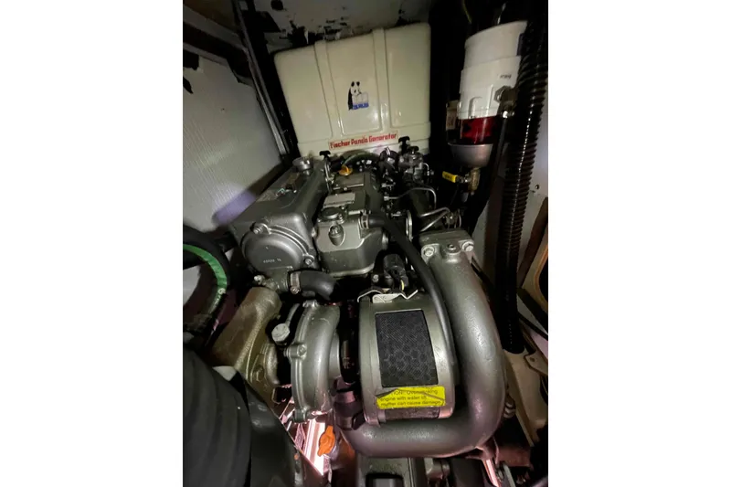 Slide: The Image of Close-up of engine component in 2010 Hunter 45 Center Cockpit sailboat. - 65