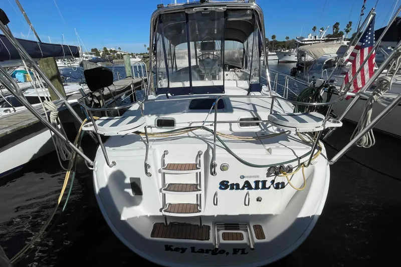 Slide: The Image of Anchor locker of 2010 Hunter 45 Center Cockpit with chains and ropes. - 84