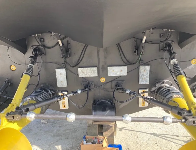 Slide: The Image of Rear view of a 2015 Pershing 70 boat with mechanical details. - 10