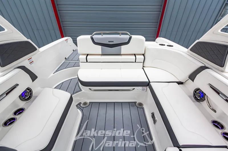 Slide: The Image of Luxurious interior of 2026 Chaparral SSX 4 boat with sleek seating and modern design. - 6