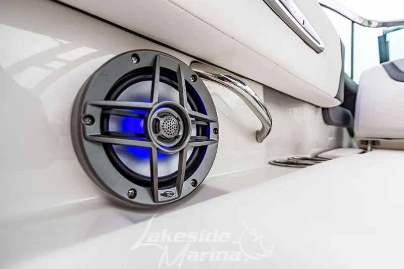 Slide: The Image of Speaker system on 2026 Chaparral SSX 4 boat interior with blue LED lighting. - 8