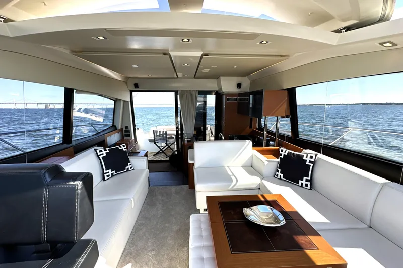 Slide: The Image of Luxurious interior of 2016 Prestige 500S yacht with ocean view and elegant seating. - 20