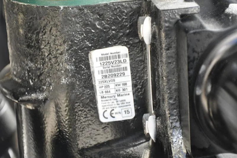 Slide: The Image of Close-up of Mercury Marine engine label on 2016 Boston Whaler 270 Dauntless. - 38