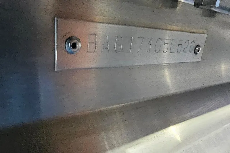 Slide: The Image of 2026 Bentley Pontoons Legacy 243 Swingback hull identification number plate. - 22