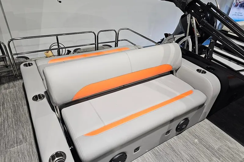 Slide: The Image of 2026 Bentley Pontoons Legacy 243 Swingback with stylish seating and modern design. - 8