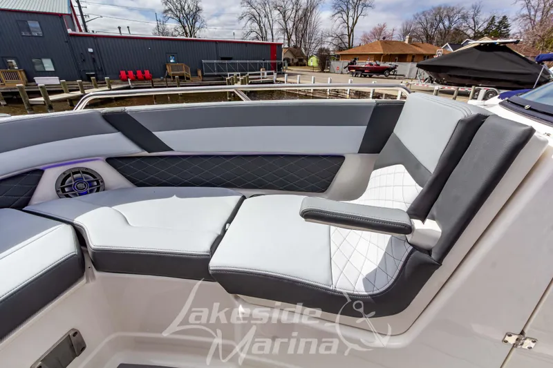 Slide: The Image of Luxurious seating on 2026 Chaparral SSX 6 boat at Lakeside Marina. - 31