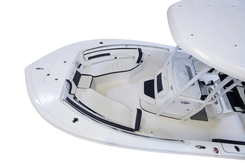 Slide: The Image of 2026 Tidewater 220 LXF boat interior with sleek seating and modern design. - 13