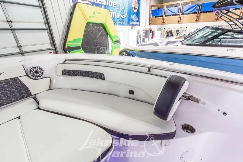 Slide: The Image of 2026 Tidewater 220 LXF boat interior with white seating at Lakeside Marina. - 46