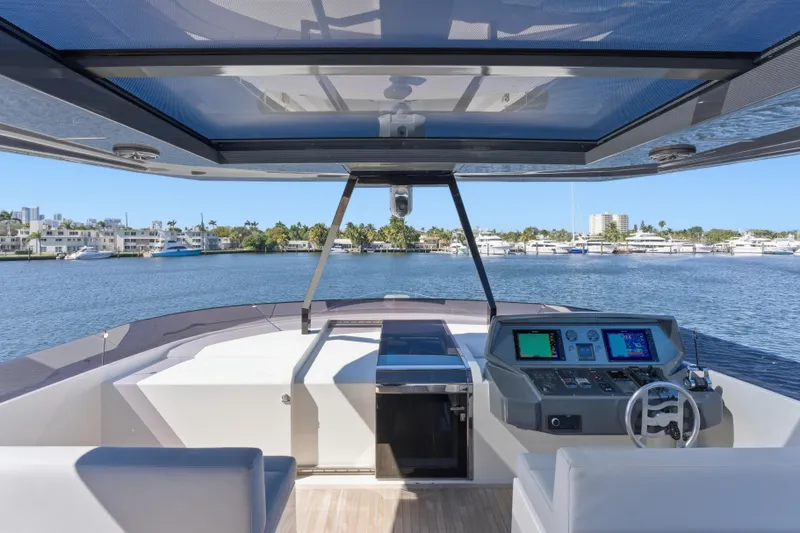 Slide: The Image of Outdoor kitchen on 2018 Ferretti Yachts 920, featuring sleek design and waterfront view. - 16