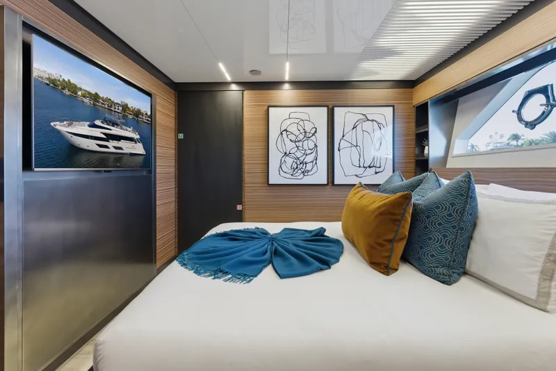 Slide: The Image of Luxurious bathroom interior of 2018 Ferretti Yachts 920 with modern fixtures and elegant design. - 61
