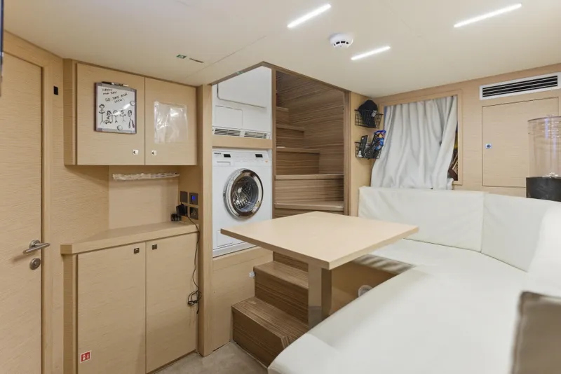 Slide: The Image of Luxurious interior of 2018 Ferretti Yachts 920 with modern seating and wooden finishes. - 81