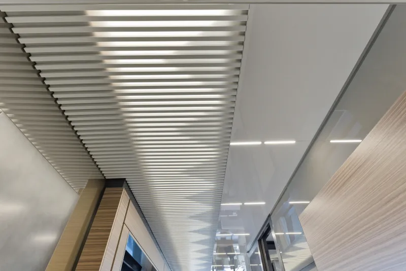 Slide: The Image of Decorative metallic spheres on a luxury Ferretti Yachts 920, 2018 model interior. - 37