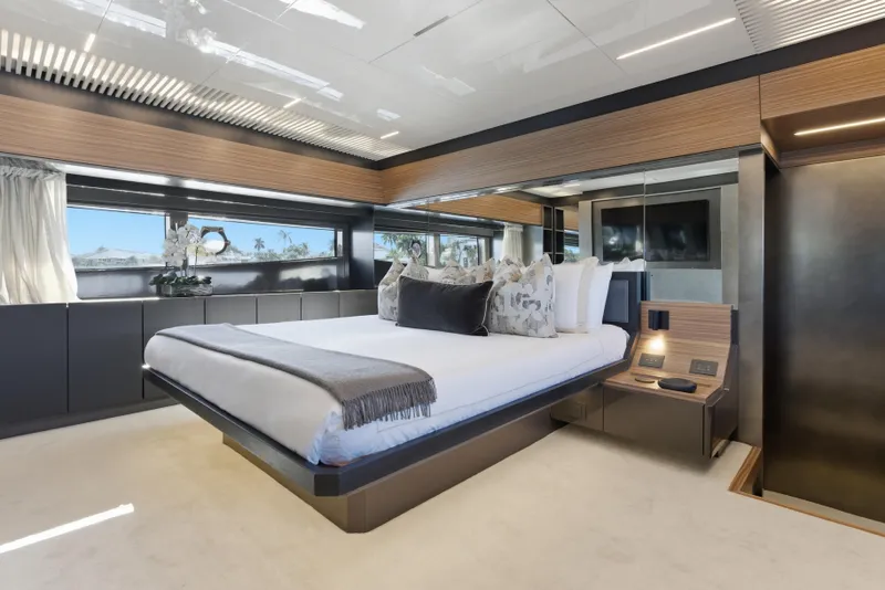 Slide: The Image of Luxurious bedroom interior of 2018 Ferretti Yachts 920 with modern design and elegant decor. - 40