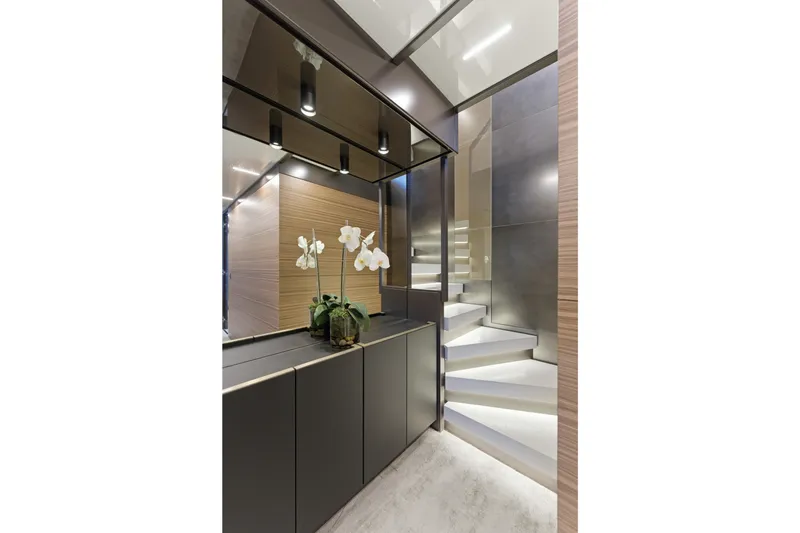 Slide: The Image of Luxurious bedroom interior of 2018 Ferretti Yachts 920, featuring modern decor and elegant design. - 58