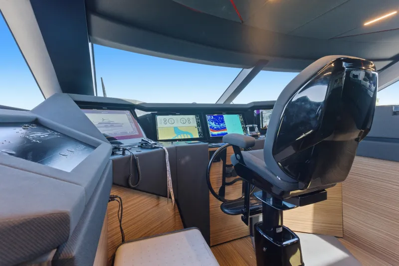 Slide: The Image of Modern kitchen interior of 2018 Ferretti Yachts 920, featuring sleek appliances and minimalist design. - 77