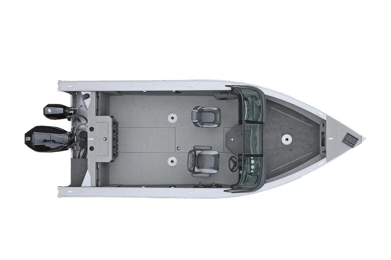 Slide: The Image of Manufacturer Provided Image: 2025 Lund 2075 Fisherman boat, top view, dual motors, spacious deck, two seats. - 23