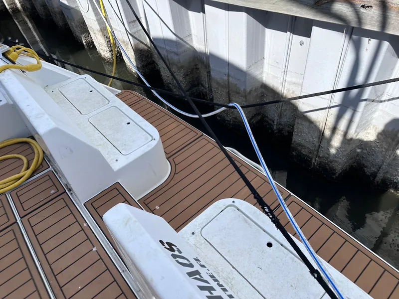 Slide: The Image of 1995 Mainship 40 Sport Sedan helm station. - 10