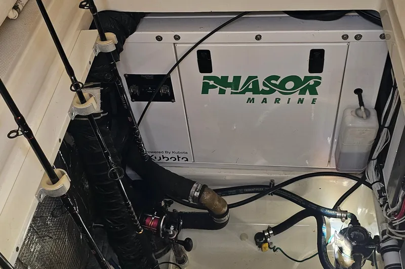 Slide: The Image of Engine compartment of 2008 Hydra-Sports Vector 3500 VX with Phasor Marine generator. - 34