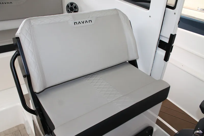 Slide: The Image of Interior seating of 2026 Navan C30 boat with quilted upholstery design. - 27