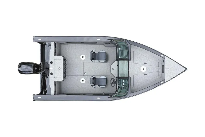 Slide: The Image of Manufacturer Provided Image: Top view of 2025 Lund 1875 Fisherman boat, featuring dual seats and outboard motor. - 23