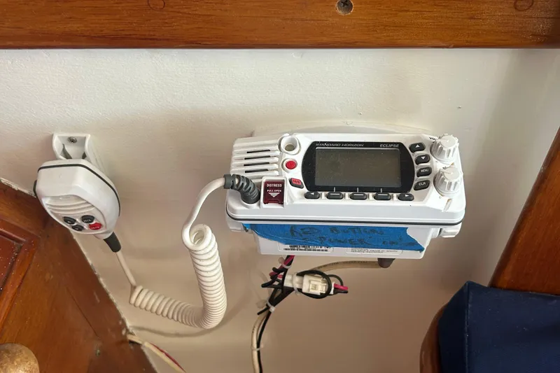 Slide: The Image of Marine radio equipment on a 1973 Grand Banks 32 Sedan boat. - 41