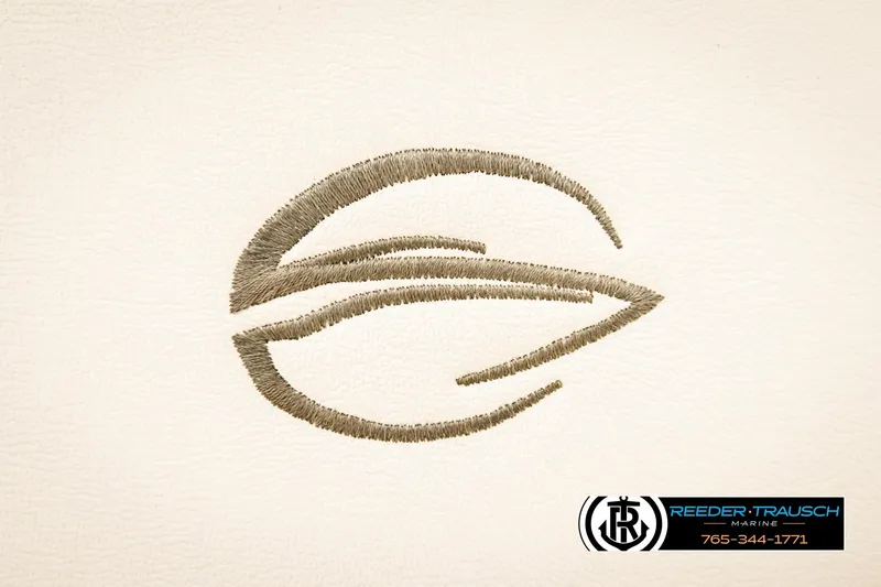 Slide: The Image of Embroidered Crownline logo on 2005 Crownline 225 LPX boat upholstery, Reeder-Trausch Marine branding. - 34