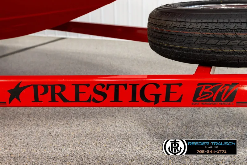 Slide: The Image of Red Prestige boat trailer with tire, Crownline 225 LPX, 2005 model. - 43