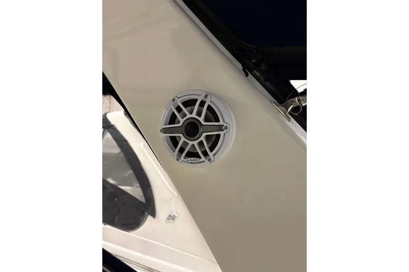 Slide: The Image of Speaker installed on a 2004 Sea Ray 380 Sundancer boat interior. - 18