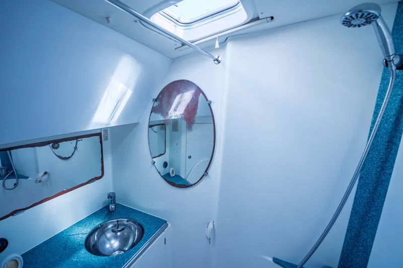 Slide: The Image of Bathroom interior of 2003 Jeanneau Sun Odyssey 45.2 yacht with sink and shower. - 66