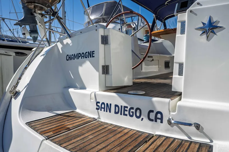 Slide: The Image of Jeanneau Sun Odyssey 45.2 sailboat, 2003, docked in San Diego, CA, named "Champagne". - 8