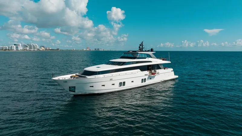Slide: The Image of Luxury 2018 Sanlorenzo SL106 yacht cruising on open sea under clear skies. - 2