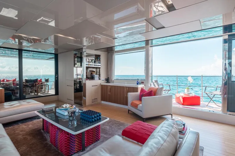 Slide: The Image of Luxurious interior of 2018 Sanlorenzo SL106 yacht with ocean view. - 20