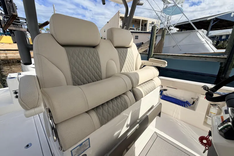 Slide: The Image of Luxurious seating in the Solace 30 CS boat, model year 2026. - 12