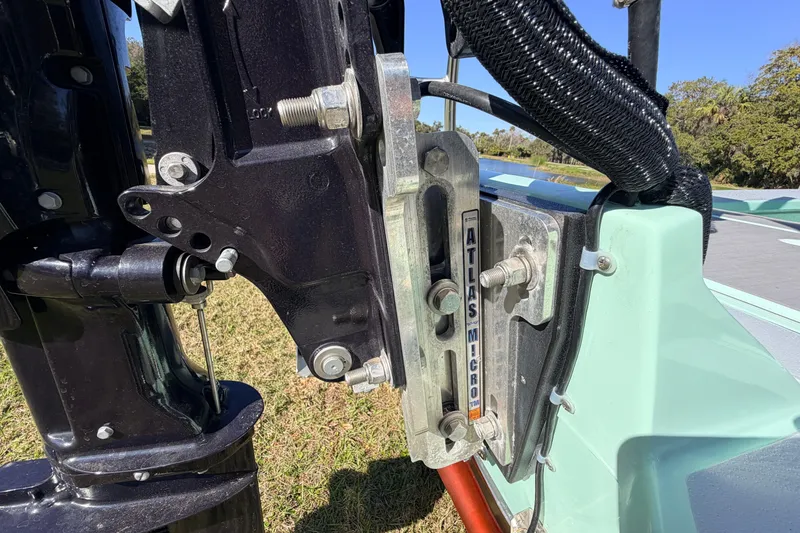 Slide: The Image of 2011 Hell's Bay Glades Skiff motor mount with Atlas Micro jack plate. - 53