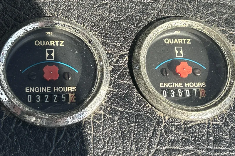 Slide: The Image of Close-up of two engine hour meters on a 1987 Mediterranean 38 boat. - 4
