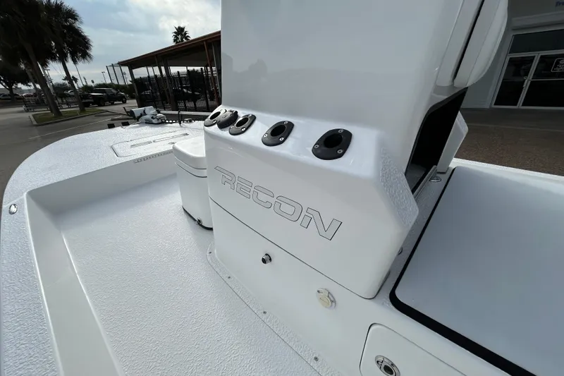 Slide: The Image of 2018 SCB Recon boat deck with sleek design and modern features. - 13